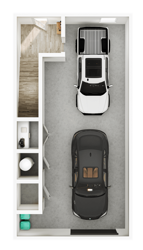 an aerial view of a car parked in a garage at The Collection Charlotte in Charlotte, NC, 28205